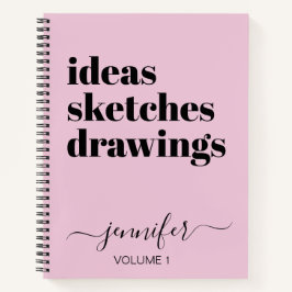 Livro de esquetes personalizado preto-rosa diverti