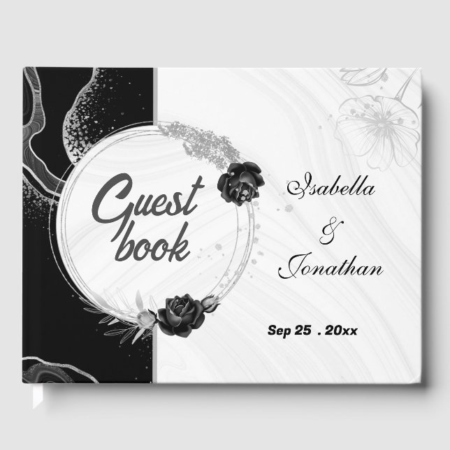 livro de hóspedes botânico sobre prata elegante e  (Frente)