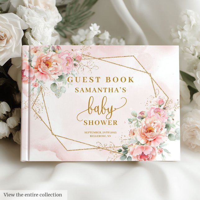 Livro de hóspedes da chá de fraldas rosa-pincel el (Elegant blush pink baby shower girl guest book)