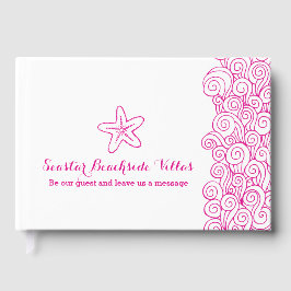 Livro de hóspedes de praia, cor-de-rosa, de férias