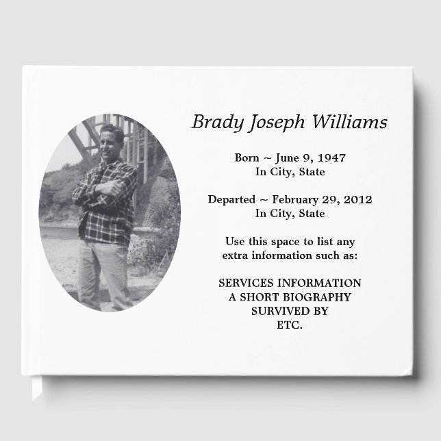 livro de hóspedes do funeral de memória simples (Frente)