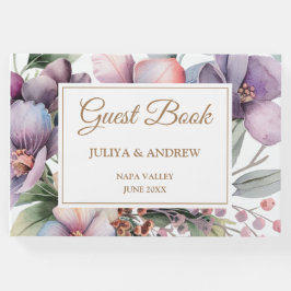 Livro de hóspedes floral de aquarela elegante