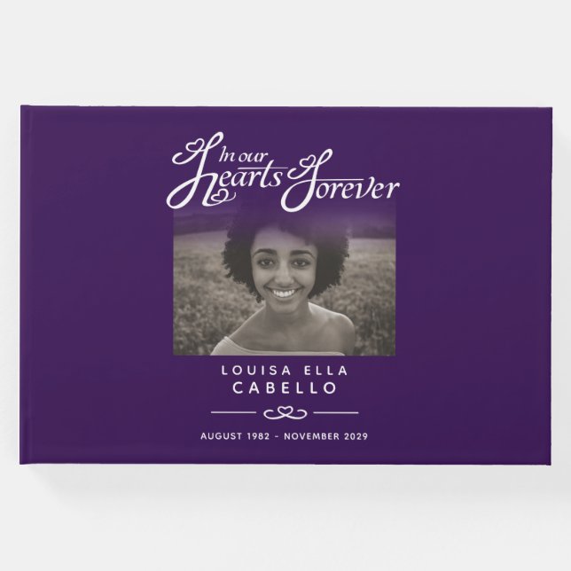 Livro de hóspedes funerais em nossos corações text (Frente)