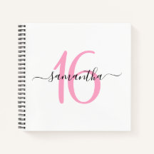 Livro de Hóspedes Rosa Personalizado para 16º Aniv