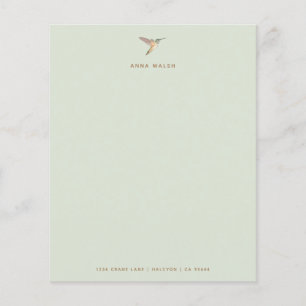 Livro de Papel de Carta de Hummingbird Verde Perso