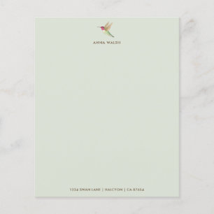 Livro de papelaria do Hummingbird Verde Personaliz