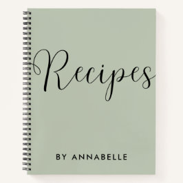 Livro de Receita Simples Minimalista Verde Sage