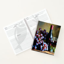 Livro de receitas com vinho e uvas