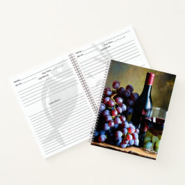 Livro de receitas com vinho e uvas