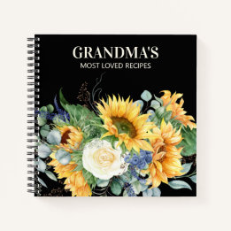 Livro de Receitas da Vovó Amarelo Girassóis Preto