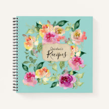 Livro de receitas de nomes personalizados florais 