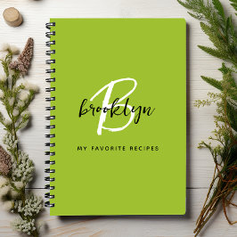 Livro de Receitas do Monograma Branco e Preto verd