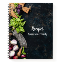 Livro de receitas russo canvas escura herbácea com