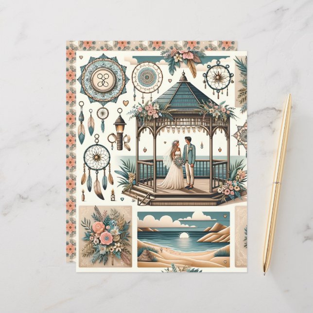 Livro de Scrapbook Boho Beach (Frente/Verso In Situ)