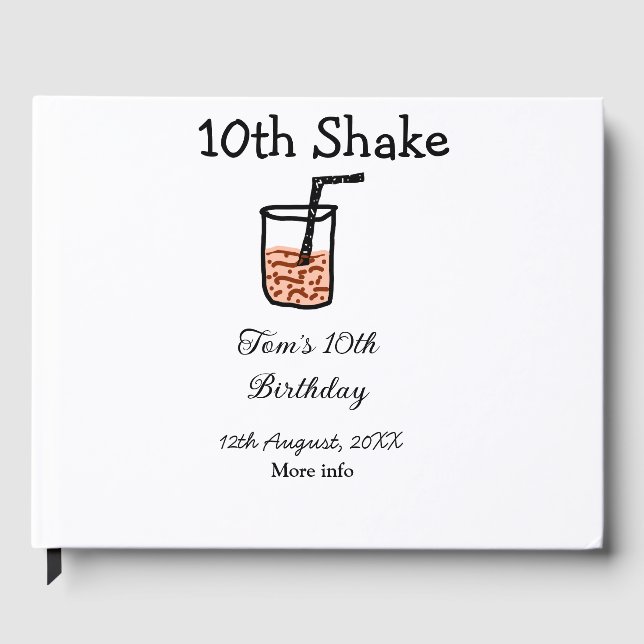 Livro De Visitas 10th Shake 10th feliz aniversário, milkshake scrib (Frente)