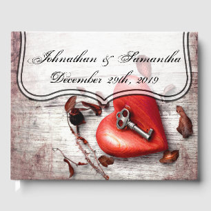 Livro De Visitas 122 Página Casamento Guestbook Chave de Madeira d