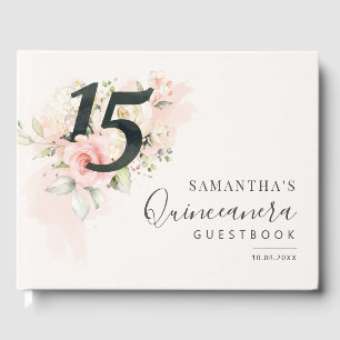 Livro De Visitas 15 Floral Rosa Aniversário Qunceanera