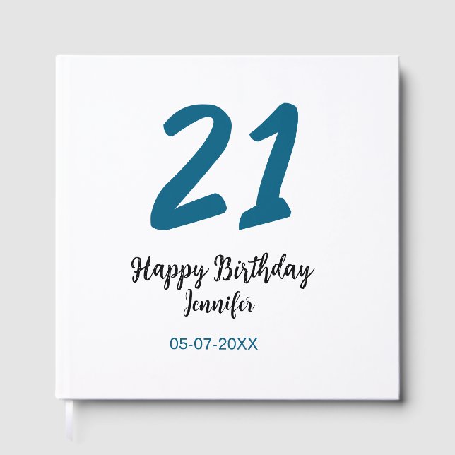 Livro De Visitas 21 anos negrito - letra azul simples mínimo (Frente)