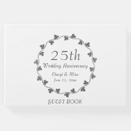 Livro De Visitas 25 Silver Casamento Aniversário Ivy Wreath