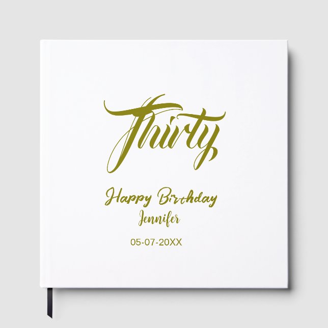 Livro De Visitas 30th birthday add name date year gold template thi (Frente)