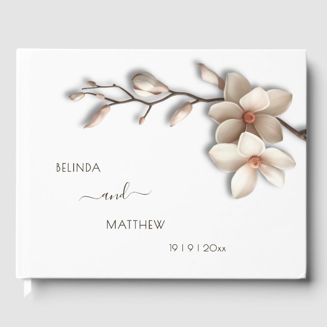 Livro De Visitas 3D Magnolia Flower | Wedding (Frente)