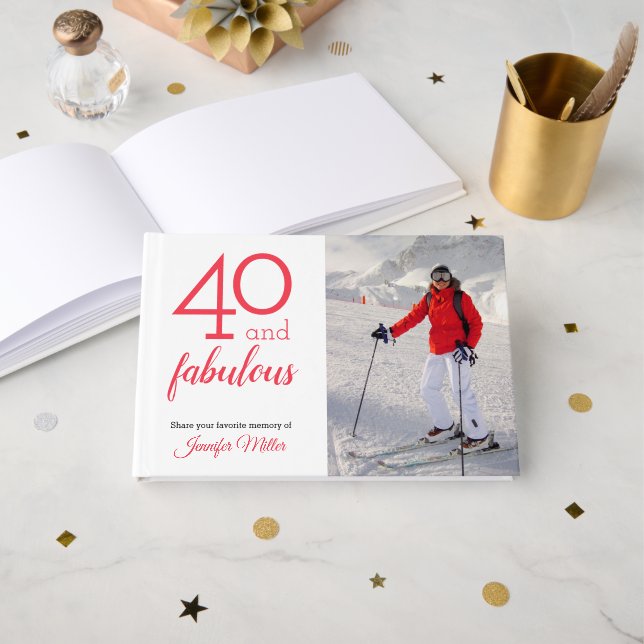 Livro De Visitas 40 e Fabuloso, aniversário de 40 anos de Foto e No (Frente aberta)