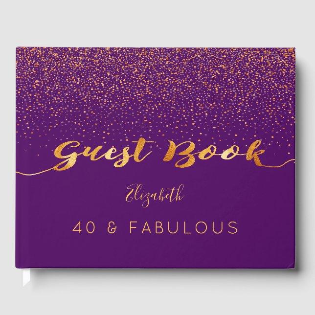 Livro De Visitas 40 Fabuloso aniversariante de ouro roxo (Frente)