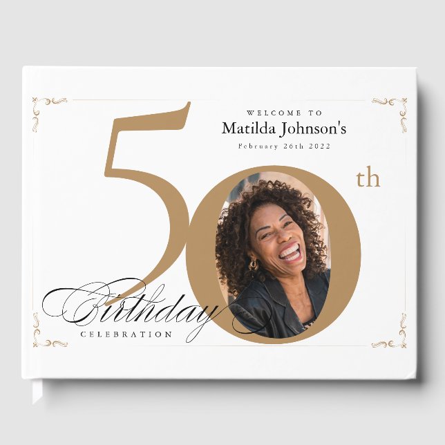 Livro De Visitas 50º aniversário da Dourada fotografia de caligrafi (Frente)