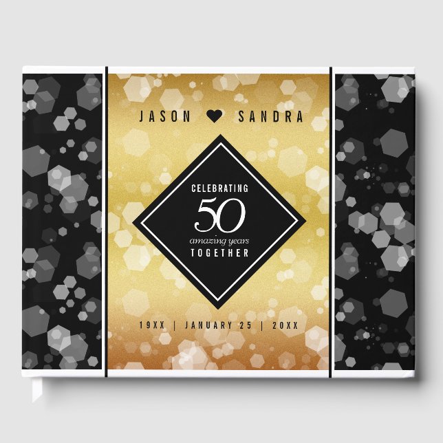 Livro De Visitas 50º aniversário de casamento do Ouro Elegante (Frente)