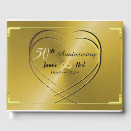 Livro De Visitas 50º aniversário de casamento Dourado personalizado