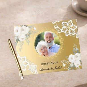 Livro De Visitas 50º Aniversário do Casamento Lace Fotográfico de O
