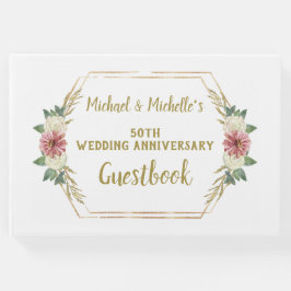 Livro De Visitas 50º Aniversário Dourado Floral