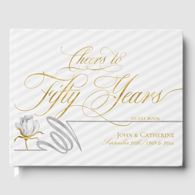 Livro De Visitas 50º Aniversário Dourado Parabéns a Cinquenta Anos  (Frente)