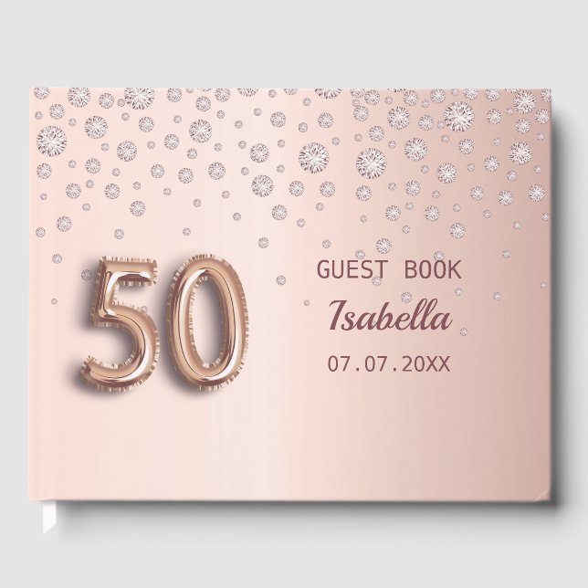 Livro De Visitas 50º aniversário - rosa de ouros de ouro (Frente)