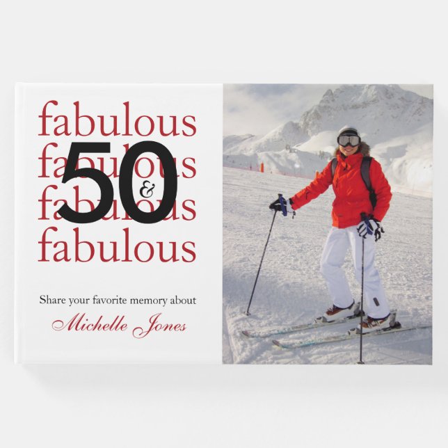 Livro De Visitas 50 & Fabuloso - Foto personalizada e nome 50º aniv (Frente)