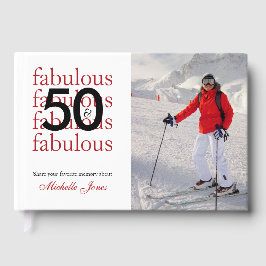 Livro De Visitas 50 & Fabulous Custom Photo Name 50th Birthday