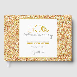 Livro De Visitas 50th Brilho Dourado do falso do aniversário