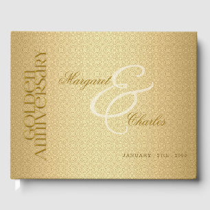 Livro De Visitas 50th Golden Wedding Anniversary Damask Photo
