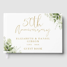 Livro De Visitas 50th Wedding Golden Anniversary Greenery Photo