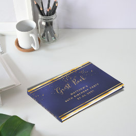 Livro De Visitas 60ª Festa de aniversário de dourado azul escuro
