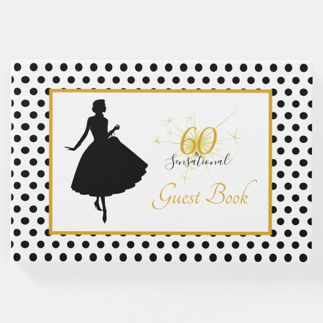 Livro De Visitas 60º aniversário 60 e Bolinhas moderna SENSACIONAL (Frente)