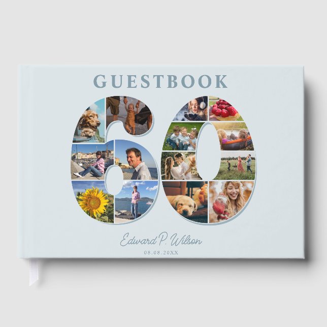Livro De Visitas 60th Birthday Photo Collage Milestone Guestbook (Frente)