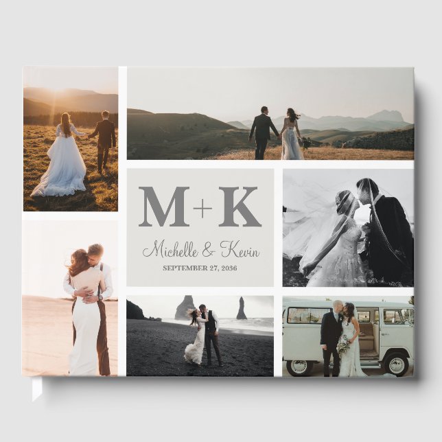 Livro De Visitas 6 Fotografia Collage Newlyweds Keepsael (Frente)