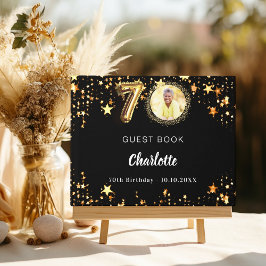 Livro De Visitas 70 Aniversário - Foto das estrelas douradas negras
