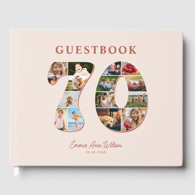 Livro De Visitas 70 Birthday Photo Collage Milestone Guestbook (Frente)