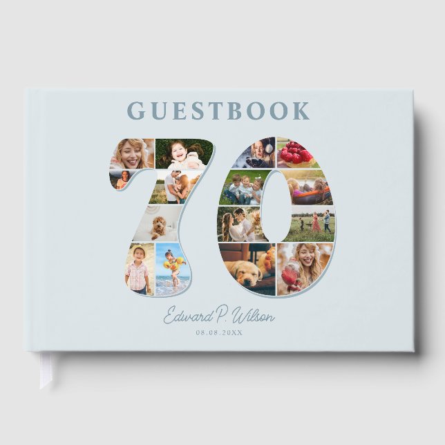 Livro De Visitas 70th Birthday Photo Collage Milestone Guestbook (Frente)