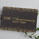 Livro De Visitas 75th Anniversary Black Gold Confetti Elegant<br><div class="desc">75º aniversário do Livro Elegante de Confetti Dourado Negro. Um livro de convidados moderno e sofisticado para o aniversário de casamento sobre um fundo negro com um confete dourado. Personalize este design personalizado com o seu próprio texto.</div>