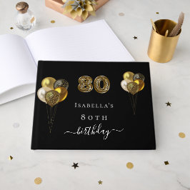 Livro De Visitas 80 aniversário de aniversário de ouro negro, anive