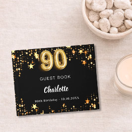 Livro De Visitas 90 Aniversário - estrelas de ouro negras