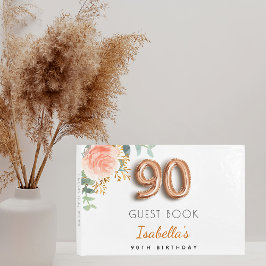 Livro De Visitas 90 Birthday floral rosa de ouro eucalipto